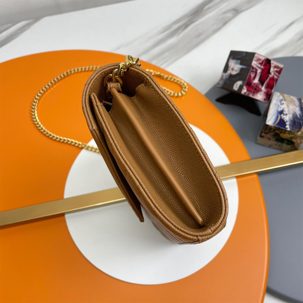 YSL classic cassandre chain wallet in grain de poudre leather