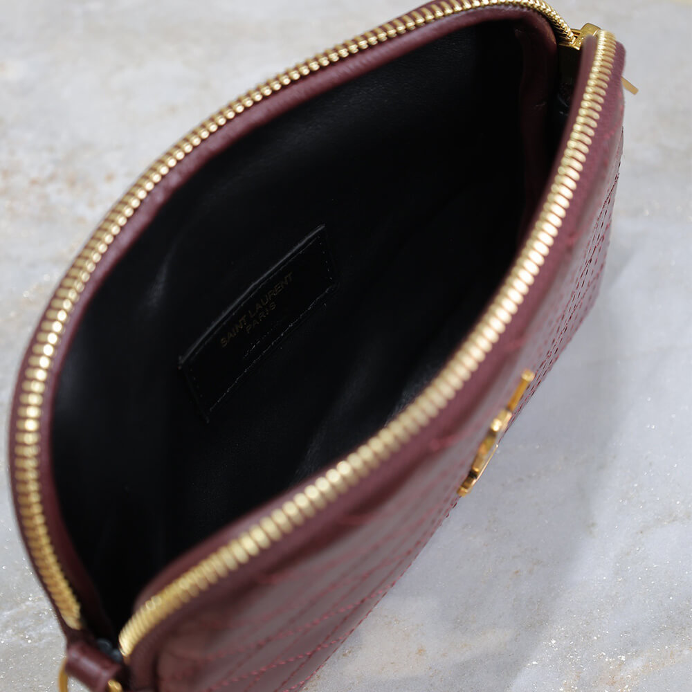 YSL Gaby zipped pouch in quilted lambskin(HIGH-END)