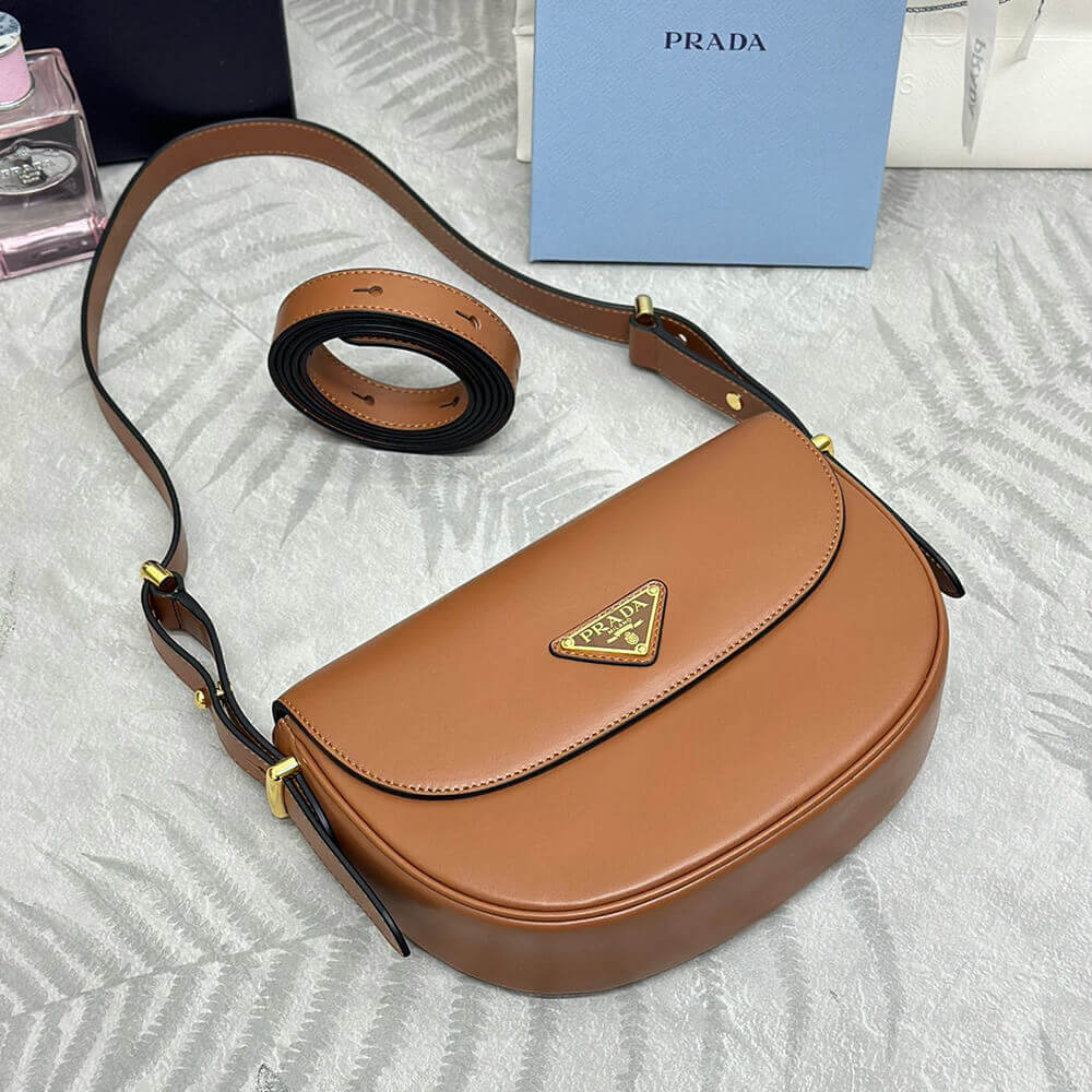 Prada Arque leather shoulder bag with flap