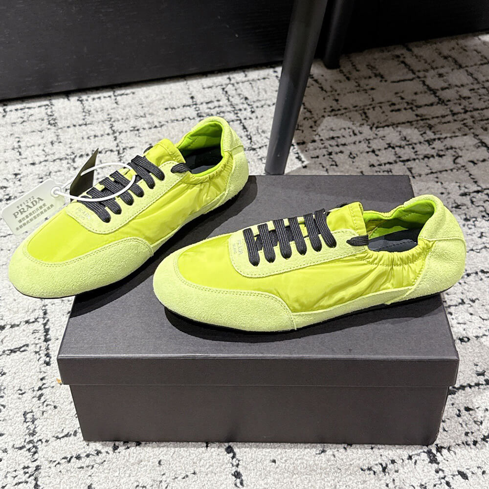 PRADA Collapse Re-Nylon and suede elasticized sneakers