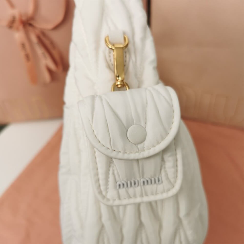 Miu Wander matelasse regenerated nylon hobo bag
