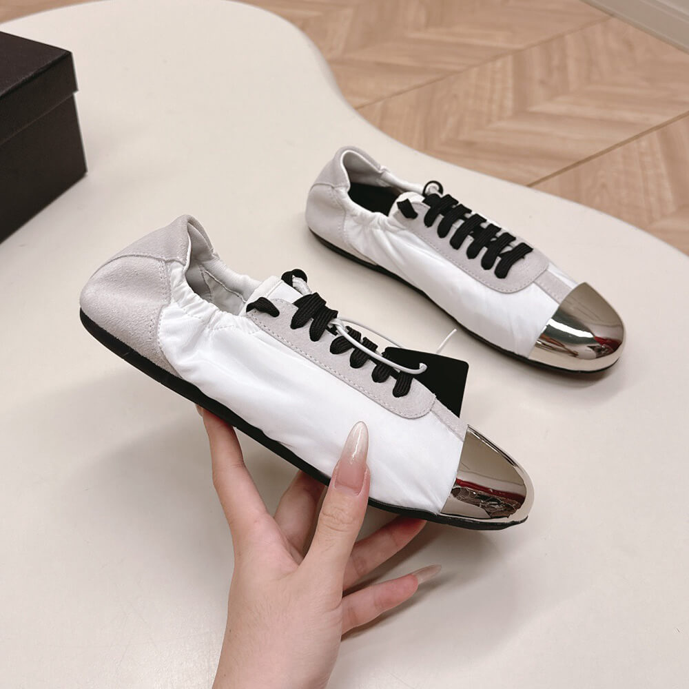 PRADA Collapse Re-Nylon and suede sneakers with metal toecap