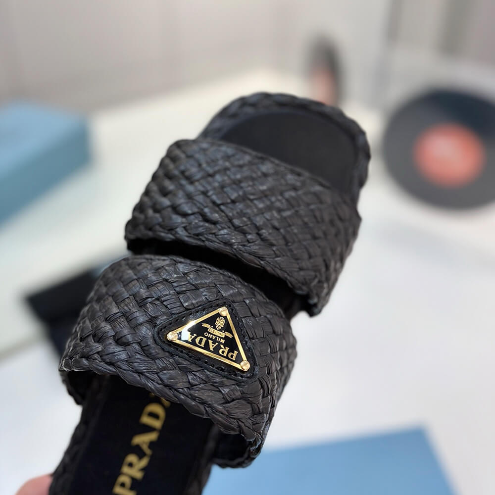 Prada Raffia slides