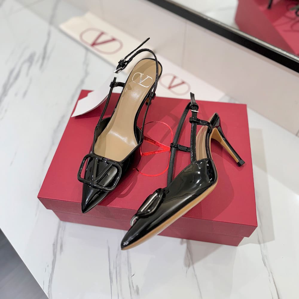 VALENTINO VLOGO SIGNATURE patent leather lace-up high heels (heel height 8 cm)