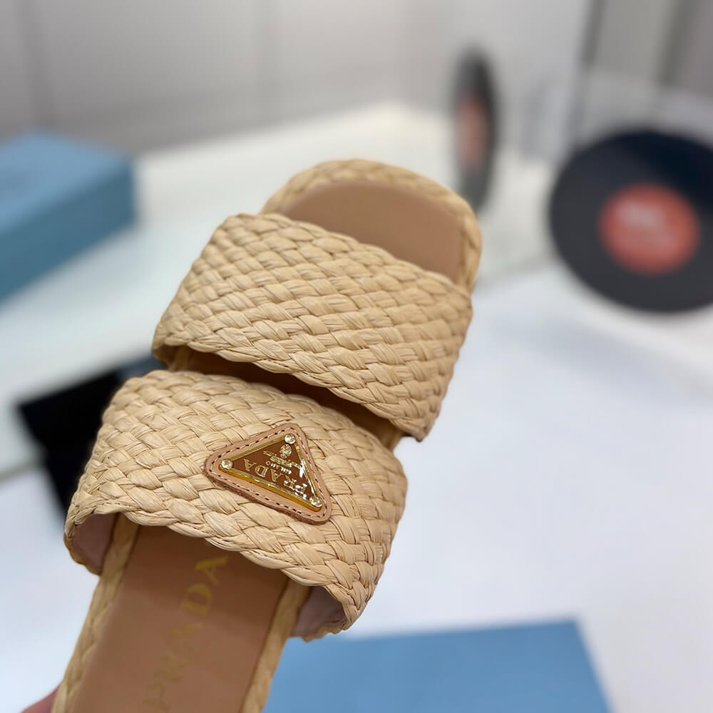 Prada Raffia slides