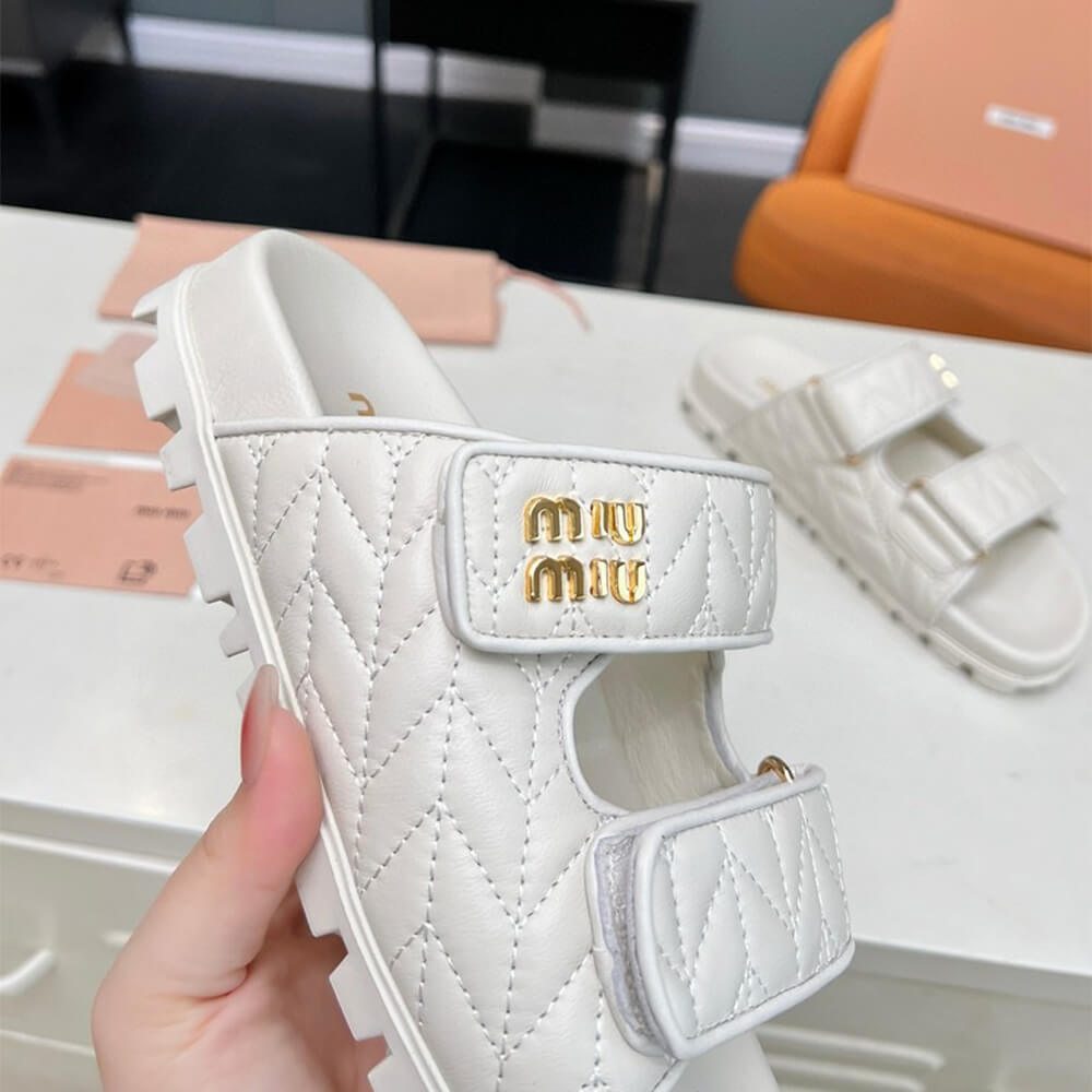 MiuMiu Matelass?? nappa leather slides