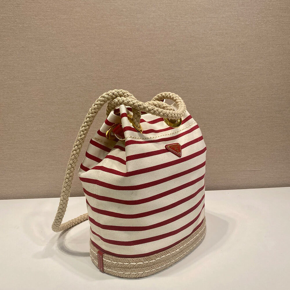 Prada Mariner small striped fabric bucket bag