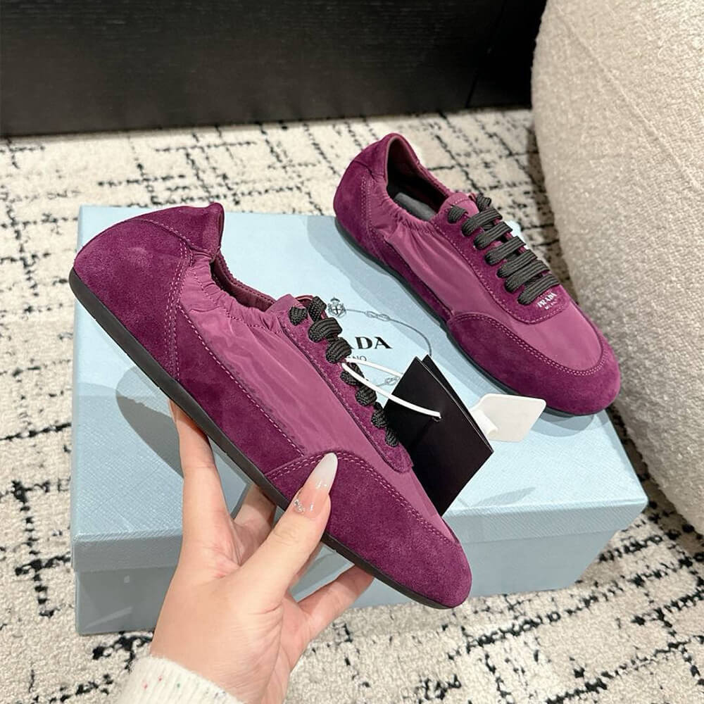 PRADA Collapse Re-Nylon and suede sneakers