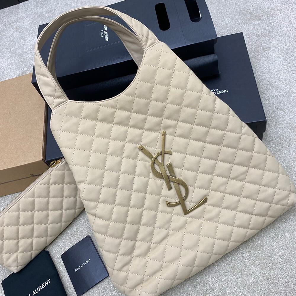YSL ICARE maxi shopping bag in quilted nubuck suede(HIGH-END GRADE)