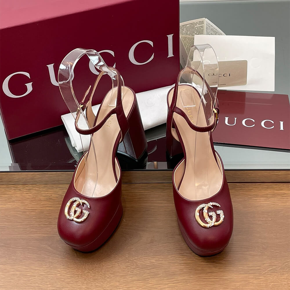 GUCCI Women s platform pump with crystal Double G