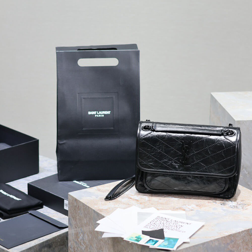 SAINT LAURENT NIKI MEDIUM IN CRINKLED VINTAGE LEATHER(HIGH-END GRADE)