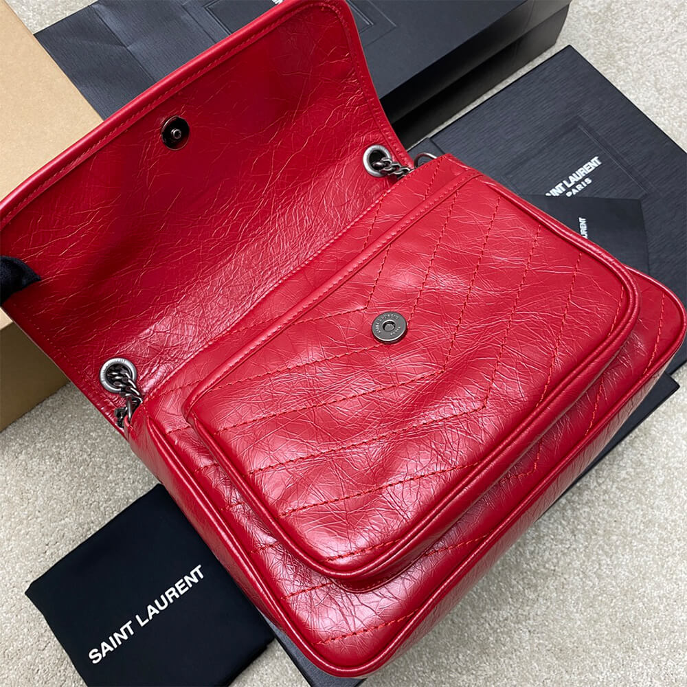 YSL NIKI MEDIUM IN CRINKLED VINTAGE LEATHER(HIGH-END GRADE)