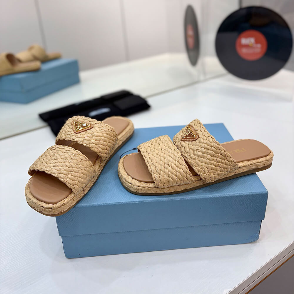 Prada Raffia slides