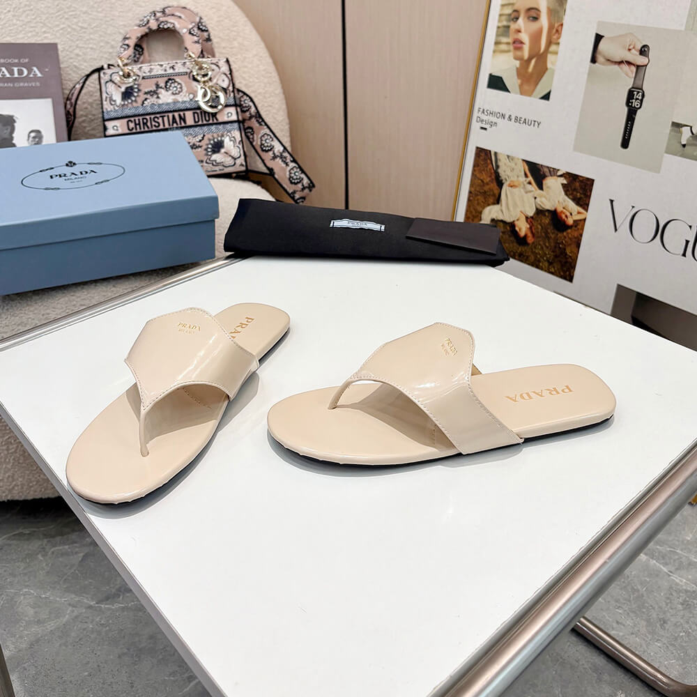 Prada Brushed leather thong sandals