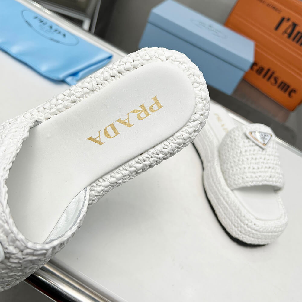 PRADA Crochet flatform slides