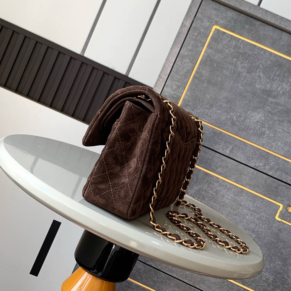 CHANEL Suede Classic Double Flap Handbag(HIGH-END GRADE)