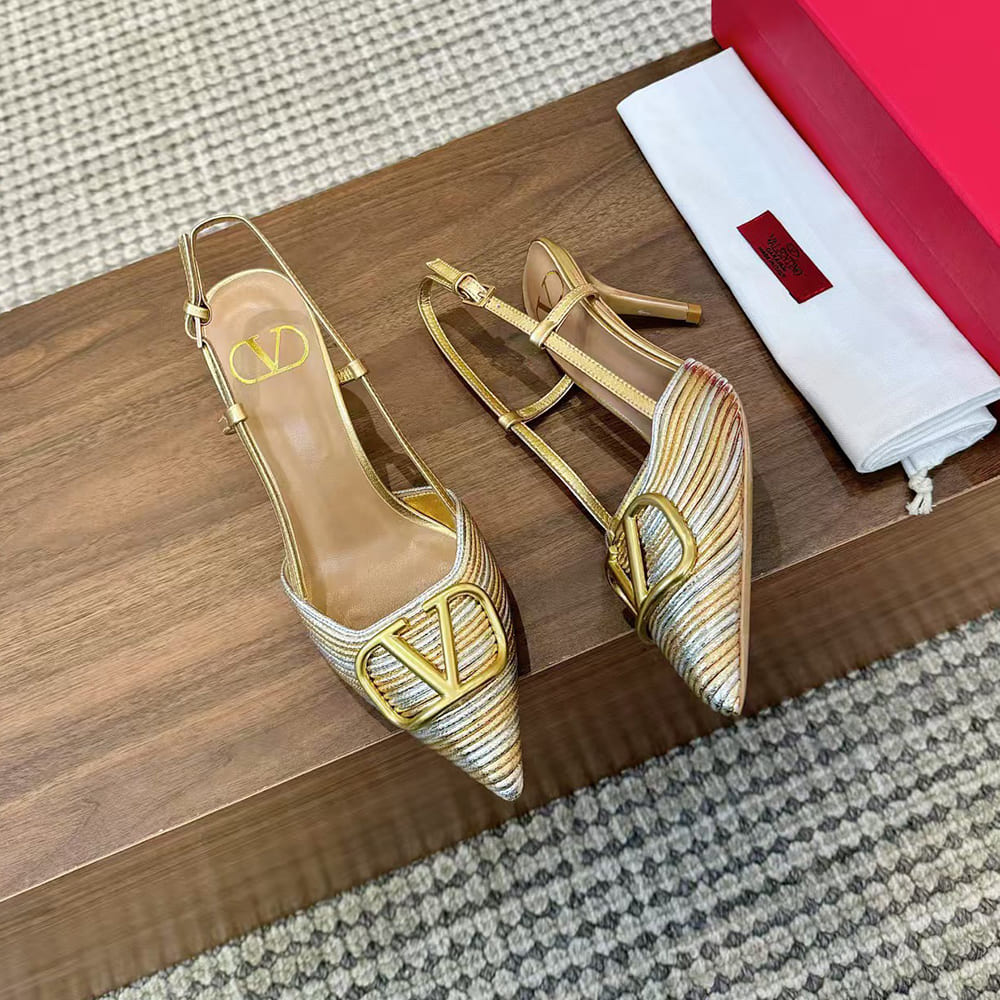 VALENTINO VLOGO SIGNATURE metallic slingback high heels (heel height 8 cm)