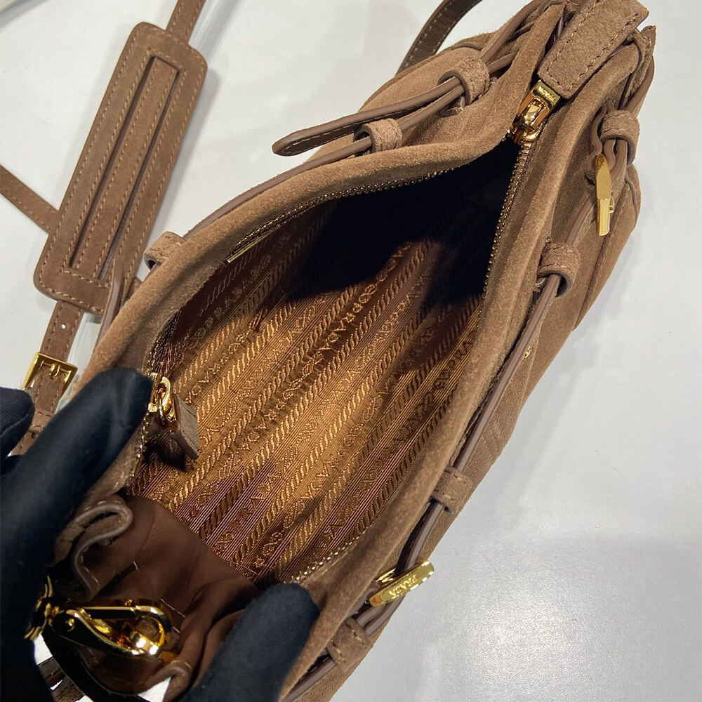 Prada Small Prada Bonnie suede shoulder bag(HIGH-END GRADE)