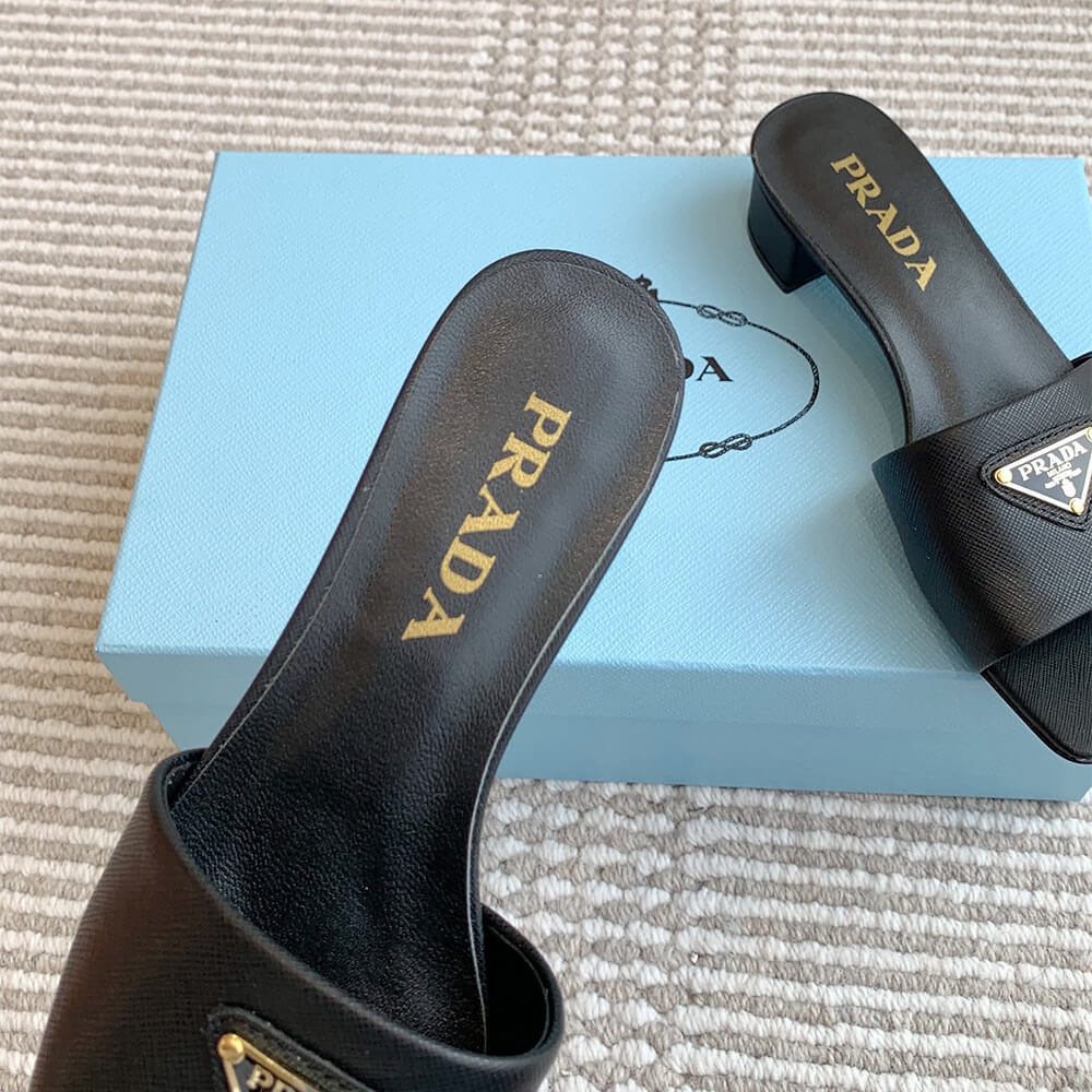 Prada Saffiano patent leather sandals