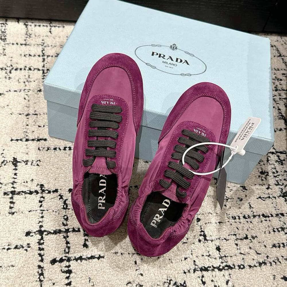 PRADA Collapse Re-Nylon and suede sneakers
