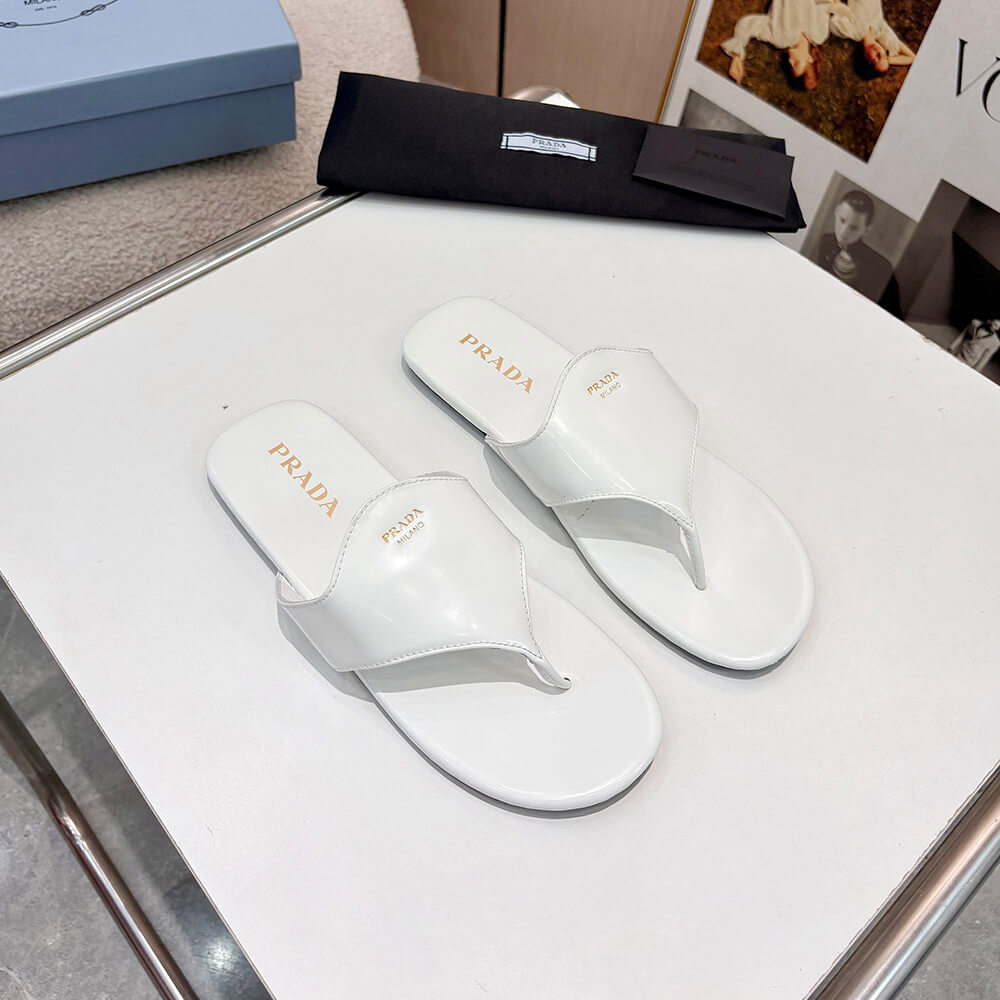 Prada Brushed leather thong sandals