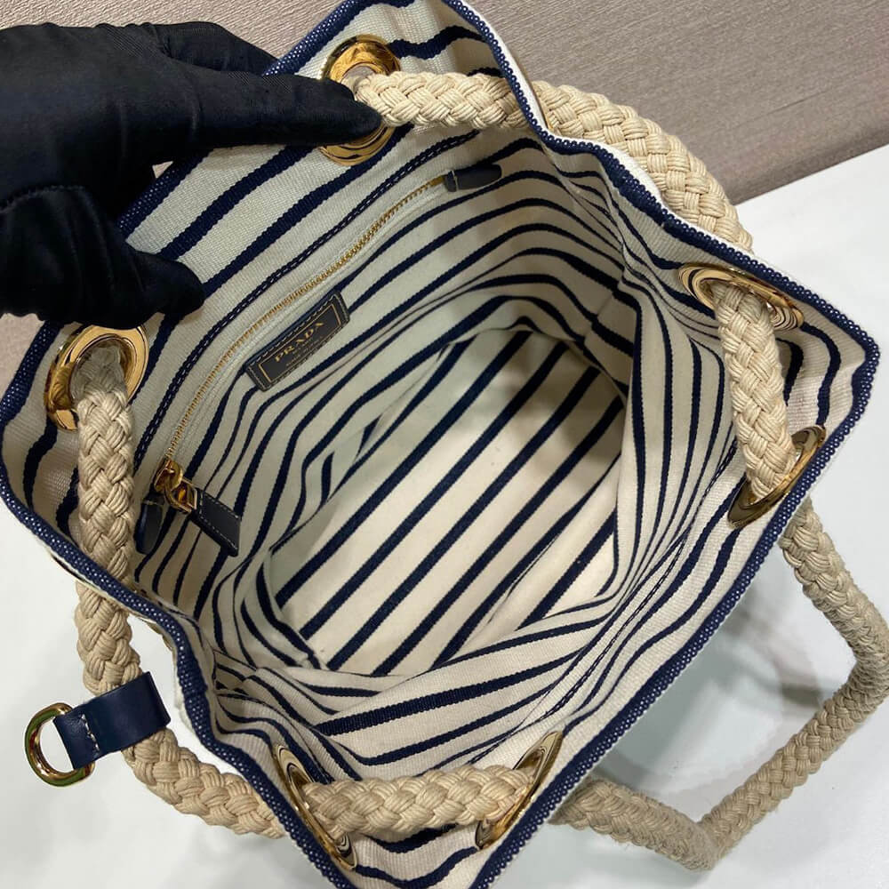 Prada Mariner small striped fabric bucket bag
